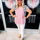 Oddi Mauve Striped Rib Knit Tee