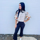 Oddi Taupe Plaid Blouse
