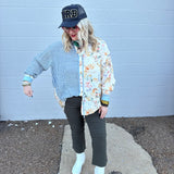 Sew in Love Button Down Floral-Stripe Top