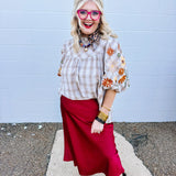 Oddi Taupe Plaid Blouse