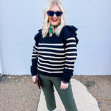 Sew in Love Oatmeal/Black Striped Sweater