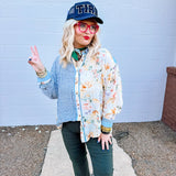 Sew in Love Button Down Floral-Stripe Top