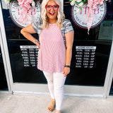 Oddi Mauve Striped Rib Knit Tee