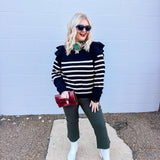 Sew in Love Oatmeal/Black Striped Sweater