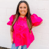 Hot Pink Bow Top