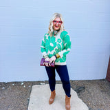 Sew in Love Green/Taupe Floral Sweater