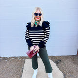 Sew in Love Oatmeal/Black Striped Sweater