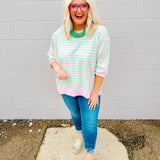 Oddi Funky Stripes Top in Pink Multi
