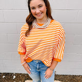 Oddi Funky Stripes Top in Orange Multi
