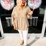 Oddi Hacci Babydoll Top in Camel