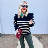 Sew in Love Oatmeal/Black Striped Sweater