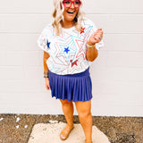 Queen of Sparkle White, Red, and Blue Groovy Star Tee