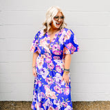 Botanical Paradise Dress in Blue