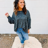 Oddi Hacci Babydoll Top in Charcoal