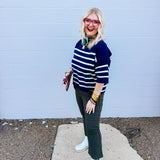 Sew in Love Navy/White Stripe Top