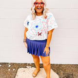 Queen of Sparkle White, Red, and Blue Groovy Star Tee