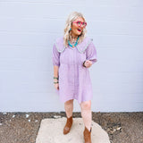 Oddi Shirt Dress in Lavender Combo