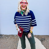 Sew in Love Navy/White Stripe Top