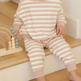 Rylee + Cru Relaxed Sweat-pant in Pink Stripe