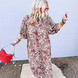 Oddi Beige Floral Maxi Dress