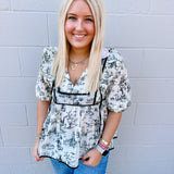 The Thankful Black Chinoiserie Top