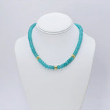 Treasure Jewels: Aqua/Ocean Girly Gemstone Necklace with Pretty in Pink Gold Charm