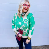 Sew in Love Green/Taupe Floral Sweater