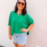 Zenana Cool Breeze Blouse in Green