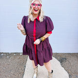 Oddi Red Plaid Babydoll Dress