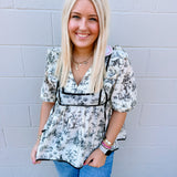 The Thankful Black Chinoiserie Top