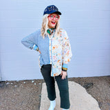 Sew in Love Button Down Floral-Stripe Top