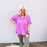 Zenana Corded Ribbed Top Plum