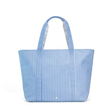 TRVL Jumbo XL Tote with Luggage Holder: PimLico Stripe Chambray