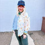 Sew in Love Button Down Floral-Stripe Top