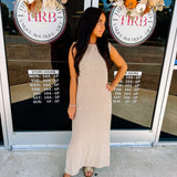 See and Be Seen Khaki/Cream Dress