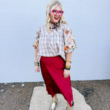 Maroon Satin Skirt