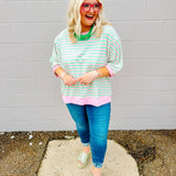 Oddi Funky Stripes Top in Pink Multi