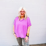 Zenana Corded Ribbed Top Plum