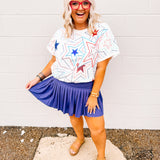 Queen of Sparkle White, Red, and Blue Groovy Star Tee