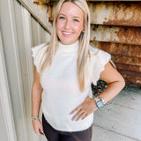 Fuzzy Mock Neck Sweater in Ivory