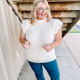 Fuzzy Mock Neck Sweater in Ivory