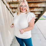 Fuzzy Mock Neck Sweater in Ivory