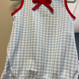 Jellybean Blue Gingham/Red Bow Bloomer Set