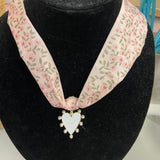 Treasure Jewels:  Pink Floral Scarf with Pearl Charm