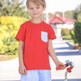 JellyBean Blue Gingham/Red Pocket Sort Set