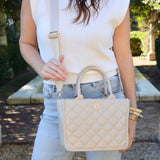 Caroline Hill Mini Ricky Tote Nude Quilted