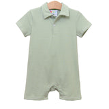 JellyBean Michael Polo Romper- Moss Green Stripe
