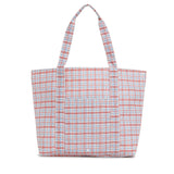 TRVL Jumbo XL Tote with Luggage Holder: Classic Red Plaid