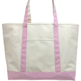 TRVL MAXI TOTE Natural with Gingham Pink Trim