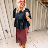 Leather Tuck Blouse
